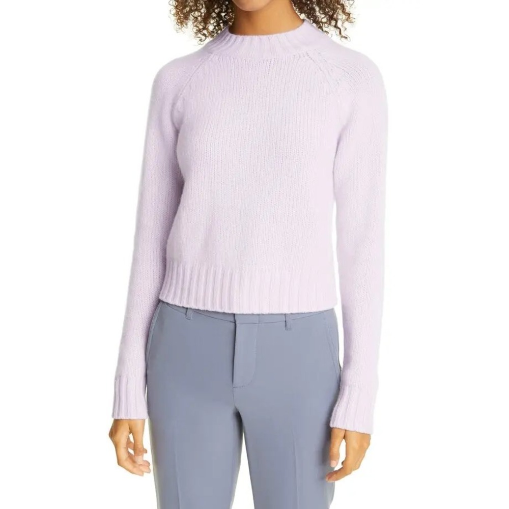 Vince Shrunken Mock Neck Cashmere Sweater XS Lavender Purple Knit Pullover